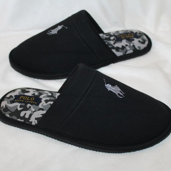 NIB MEN\'S POLO RALPH‎ LAUREN SCUFF BLACK SLIP ON SLIPPERS NIB POLO RALPH LAUREN MEN main image 3